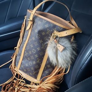 Upcycled Louis Vuitton Bucket GM fringe revamp